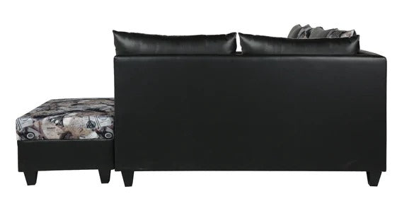 Detec™ Baldur LHS Section Sofa with Ottoman - Grey & Black Color