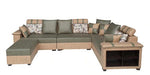 गैलरी व्यूवर में इमेज लोड करें, Detec™ Bastian Corner Sofa with Ottoman - Beige &amp; Green Color
