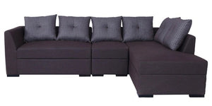 Detec™ Leon LHS Sectional Sofa with Pouffe - Brown Color