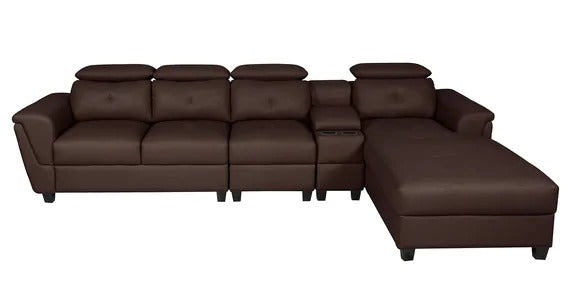 Detec™ Jost LHS L Shape Sofa With Adjustable Headrest - Dark Brown Color