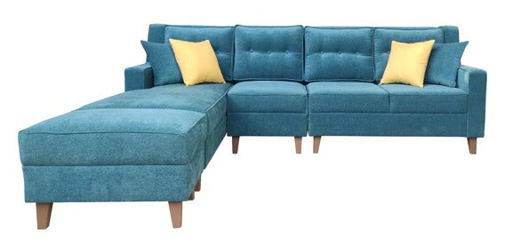 Detec™ Lothar RHS 3 Seater Sofa Set with Ottoman-Teal Green Color