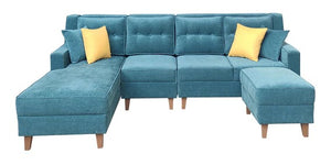 Detec™ Lothar RHS 3 Seater Sofa Set with Ottoman-Teal Green Color