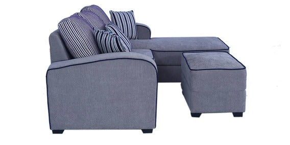 Detec™ Levin LHS Sofa With Pouffe and Cushions - Grey Color