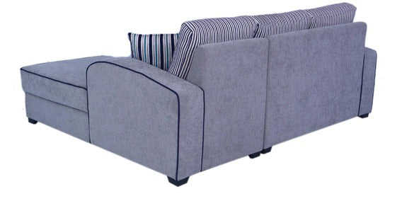 Detec™ Levin LHS Sofa With Pouffe and Cushions - Grey Color