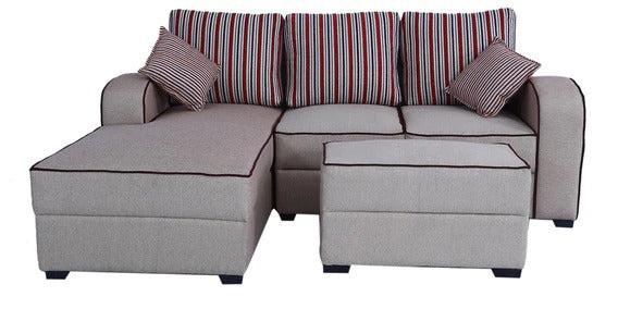 Detec™ Leopold RHS Sofa with Pouffe - Light Brown Color