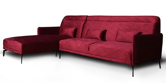 Detec™ Oliver RHS 3 Seater Sofa with Lounger - Red Color