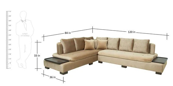 Detec™ Carolus RHS Sectional Sofa - Brown Color