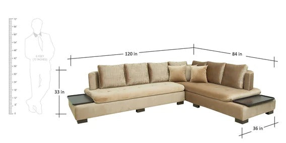 Detec™ Charl LHS Sectional Sofa - Brown Color