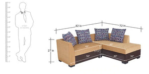 Detec™ Dagobert LHS Sectional Sofa - Beige Brown Color