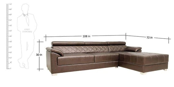 Detec™ Daniel LHS 3 Seater Sofa with Lounger - Brown Color