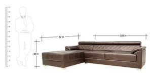 Detec™ David RHS 3 Seater Sofa with Lounger - Brown Color