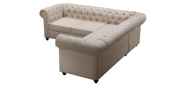 Detec™ Derek Corner Sectional Sofa with Tufted Back - Beige Color