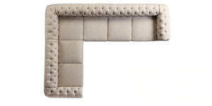 Detec™ Derek Corner Sectional Sofa with Tufted Back - Beige Color