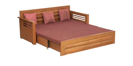 Detec™ Traugott 3 Seater Sofa Cum Bed With Storage - Natural Finish