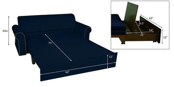 Detec™ Reinhard Sofa Cum Bed with Storage - Blue