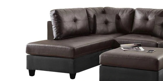 Detec™ Waldo RHS Sectional Sofa with Ottoman-Brown & Black Color
