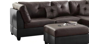 Detec™ Walter 3 Seater LHS Sofa with Ottoman-Brown & Black Color