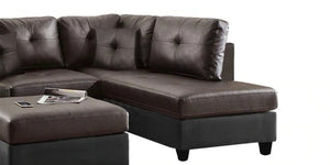 Detec™ Walter 3 Seater LHS Sofa with Ottoman-Brown & Black Color