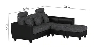 Detec™ Matthias 5 Seater Corner Sofa - Grey & Black Color