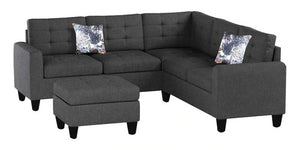 Detec™ Norbert 6 Seater Corner Sofa with Ottoman - Dark Grey Color