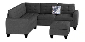 Detec™ Norbert 6 Seater Corner Sofa with Ottoman - Dark Grey Color