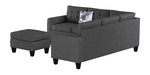 गैलरी व्यूवर में इमेज लोड करें, Detec™ Norbert 6 Seater Corner Sofa with Ottoman - Dark Grey Color
