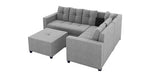 Load image into Gallery viewer, Detec™ Nicolaus 6 Seater Corner Sofa with Ottoman - Light Grey Color
