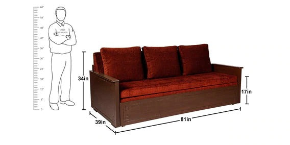 Detec™ Jost Sofa cum Bed with Storage & Red Upholstery