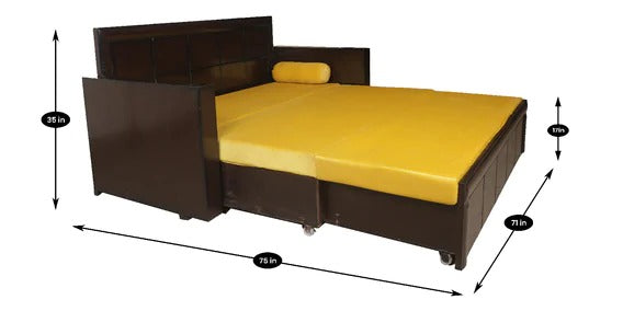Detec™ Magnus 3 Seater Sofa cum Bed with storage - Walnut Finish