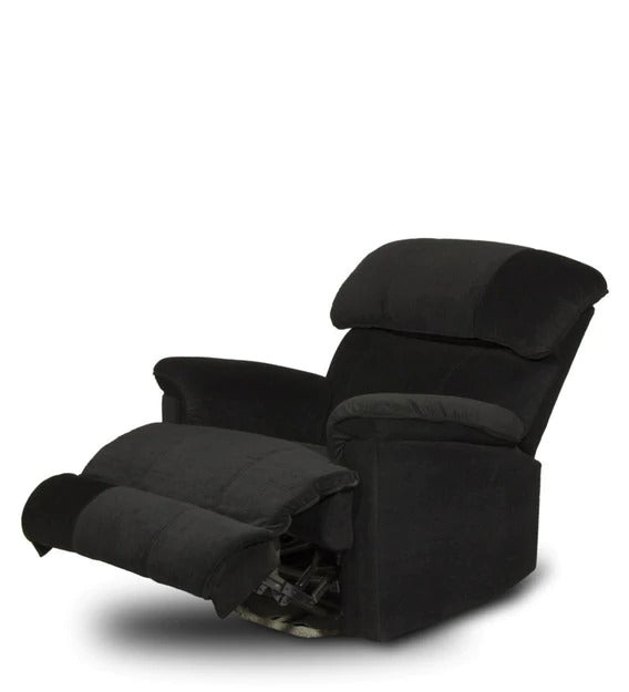 Detec™ Frank Single Seater Rocking and Revolving Manual Recliner - Black Color