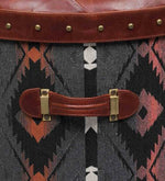 Load image into Gallery viewer, Detec™ Feliks Leather Traditional Textile Round Ottoman with Storage - Brown Color
