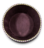 Load image into Gallery viewer, Detec™ Feodora Multicolor Textile Round Ottoman - Vintage Brown Leather
