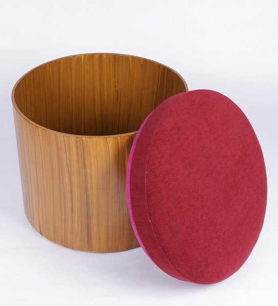 Detec™ Galina Ottoman with Storage - Walnut and Red Color
