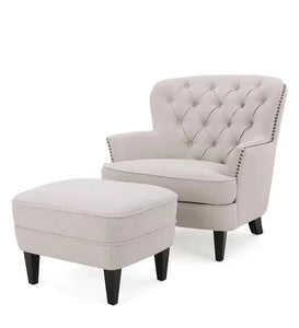 Detec™ Wing Chair & Ottoman - Light Grey Color