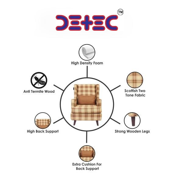 Detec™ Wing Chair - Brown And Cream Color