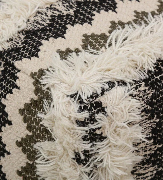 Detec™ Wool Yarn Pouffe - Black & White Color
