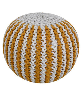 Detec™ Hand Knitted Pouffe - Yellow & White Color