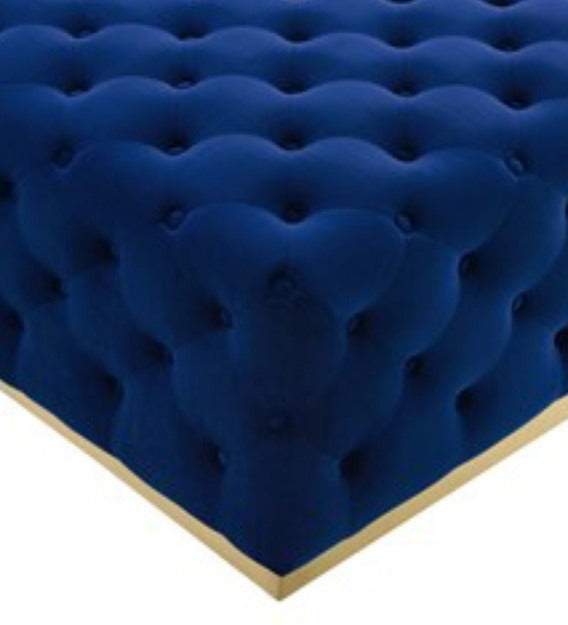 Detec™ Tufted Button Square Pouffe - Royal Navy Blue Color