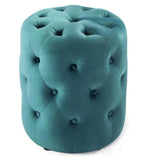 Load image into Gallery viewer, Detec™ Button Round Pouffe - Peacock Teal Color 
