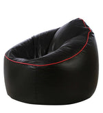 Load image into Gallery viewer, Detec™ Bean Bag &amp; Round Pouffe with Beans - Black Color with Pink Piping
