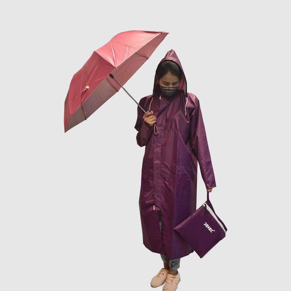 Detec™ full size Rain suit/Umbrella in Mulberry Color 
