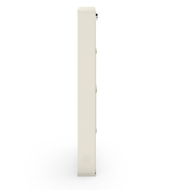 Detec™ 24 Inches 4 Door Powder Coated Wall Mounted Metallic Shoe Rack in Ivory color 