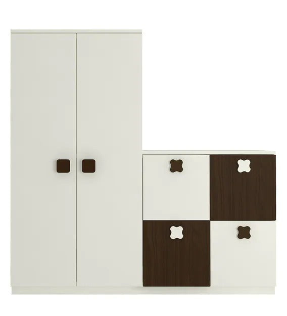 Detec™ Storage Cabinet - Ivory & Coffee Walnut Color