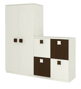 Detec™ Storage Cabinet - Ivory & Coffee Walnut Color