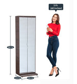 Load image into Gallery viewer, Detec™ Shoe Rack with Mirror in Brown Color 

