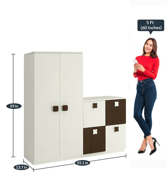 Detec™ Storage Cabinet - Ivory & Coffee Walnut Color 
