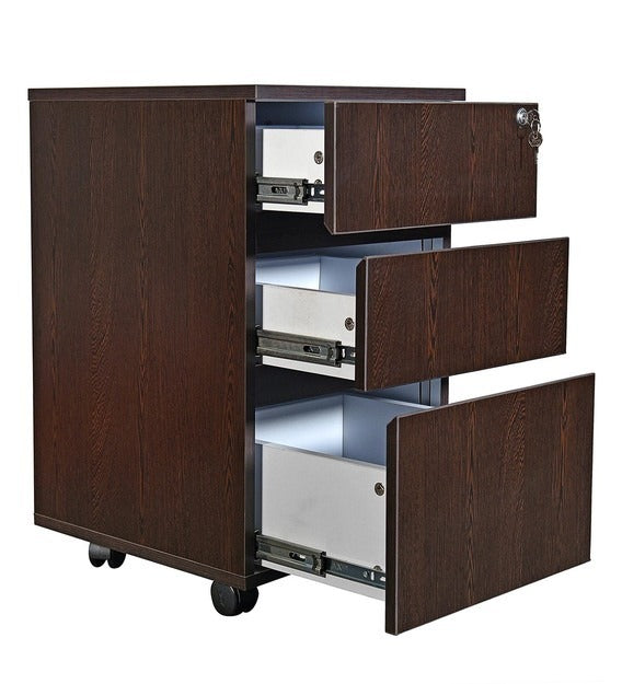 Detec™ Pedestal with 3 Drawers on Wheels - Wenge Color