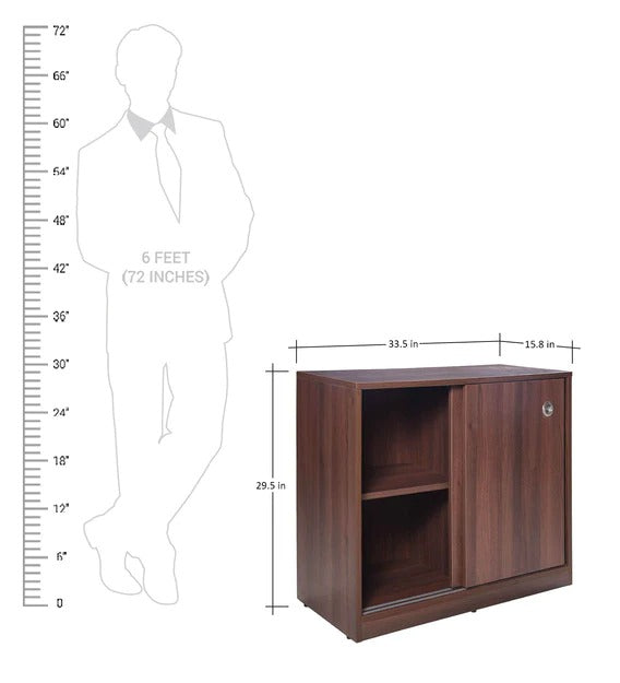 Detec™ File Cabinet with Sliding Doors - Walnut Finish