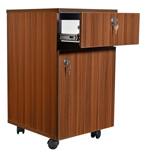 Detec™ Pedestal with 2 Drawers on Wheels - Walnut Color