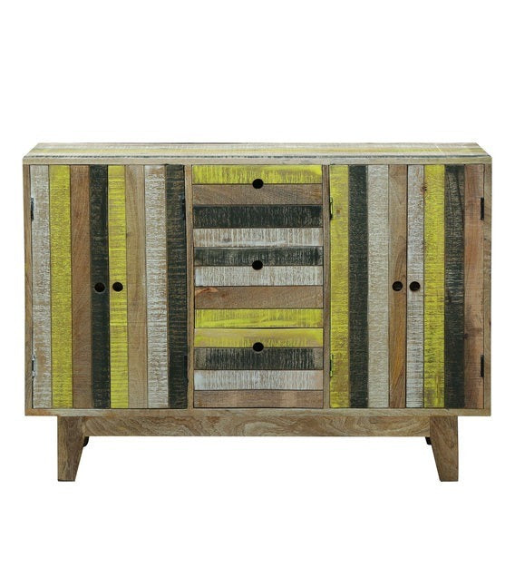 Detec™ Solid Wood Sideboard Yellow & Black Color